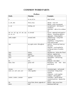COMMON WORD PARTS
