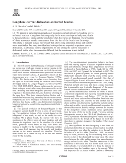 Longshore current dislocation on barred beaches