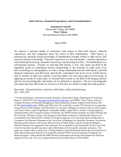 Debt Literacy, Financial Experience and Overindebtedness