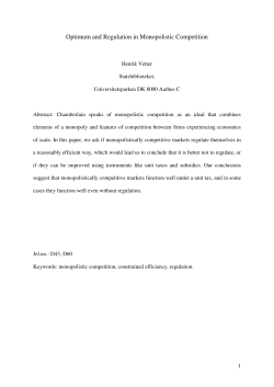 Optimum and Regulation in Monopolistic Competition