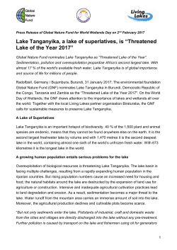 Press Release of the GNF about the Threatened Lake 2017
