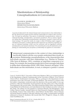Knobloch, 2003 - Relationship manifestations in conversation