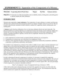 EXPERIMENT 2: Separation of the Components of a Mixture