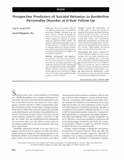 Prospective Predictors of Suicidal Behavior in Borderline Personality