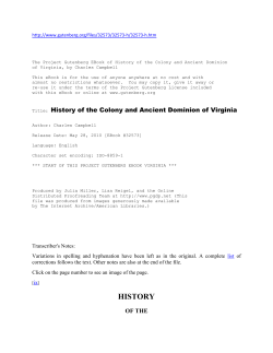 Charles Campbell, History of the Colony and