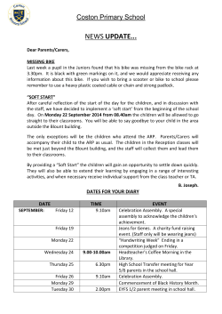 Newsletter 17th September 2014