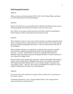 1 PEAS Paragraph Transcript SLIDE 01 Hello, everyone, and