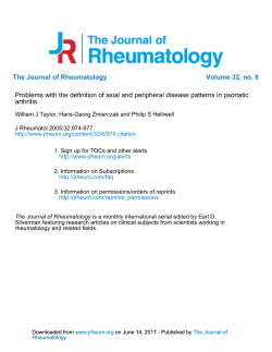 The Journal of Rheumatology Volume 32, no. 6 arthritis. Problems