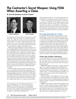 The Contractor`s Secret weapon: Using FOIa when asserting a Claim