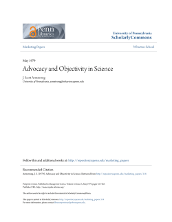 Advocacy and Objectivity in Science