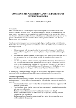 command responsibility and the defence of superior orders