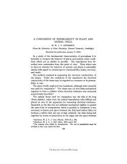 A COMPARISON OF PERMEABILITY IN PLANT AND ANIMAL