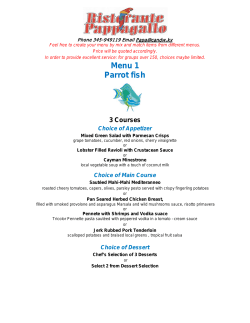 Menu 1 Parrot fish 3 Courses