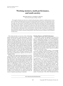 Working memory, math performance, and math anxiety