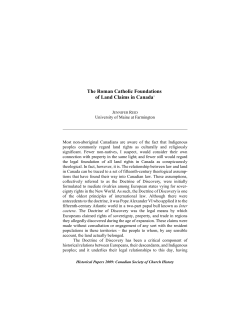 Roman Catholic Foundations of Land Claims in