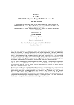 Final Terms 26 June 2014 EUR 150,000,000 0.875 per cent