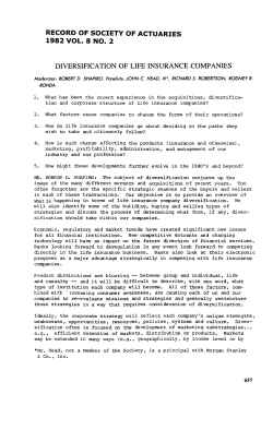 Diversification Of Life Insurance Companies