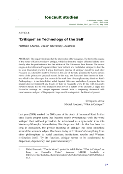 foucault studies - CBS Open Journals