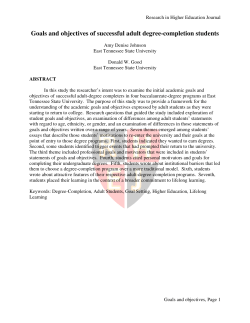 Goals and objectives of successful adult degree