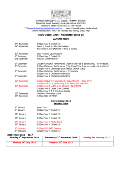 Diary Dates: 2016 - Newsletter Issue 10 Diary Dates: 2017