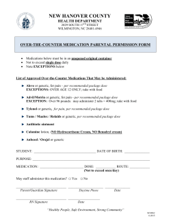 Over-the-counter or Non-prescription Medication