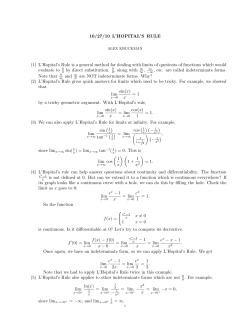 10/27/10 L`HOPITAL`S RULE (1) L`Hopital`s Rule is