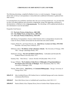 CHRONOLOGY OF JOHN DEWEY`S LIFE AND WORK The