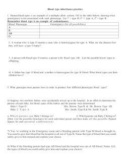 Blood type inheritance practice l. Human blood types is an example
