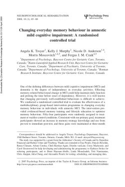 Changing everyday memory behaviour in amnestic mild cognitive