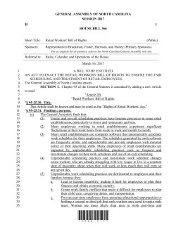 Retail Workers` Bill of Rights. - North Carolina General Assembly