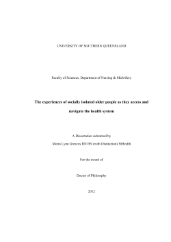 The experiences of socially isolated older people as