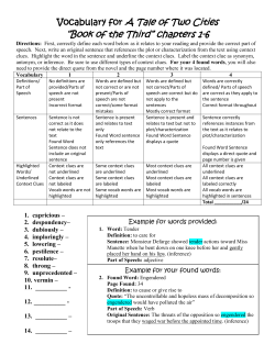 Book of the Third vocabulary assignment chapters 1-6