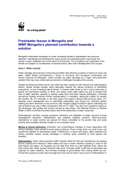 Freshwater Issues in Mongolia and WWF Mongolia`s planned