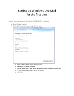 Setting up Windows Live Mail for the first time