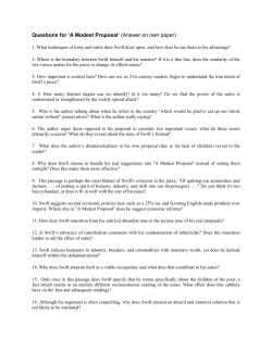 Questions for `A Modest Proposal` (Answer on own paper)