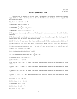 Review Sheet for Test 1