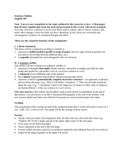 Sentence Outline Instructions