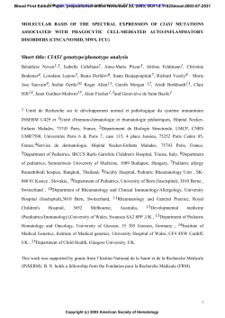 Short title: CIAS1 genotype/phenotype analysis