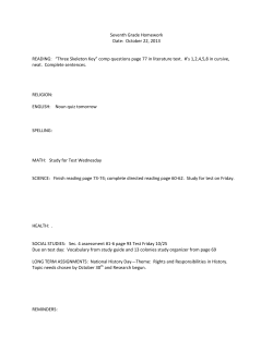 Seventh Grade Homework Date: October 22, 2013 READING