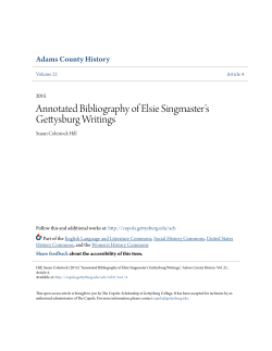Annotated Bibliography of Elsie Singmaster`s Gettysburg Writings