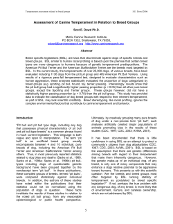 Assessment of Canine Temperament in Relation to Breed Groups 5