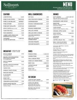 SEAFOOD ICE CREAM GRILL/SANDWICHES DRINKS SIDES