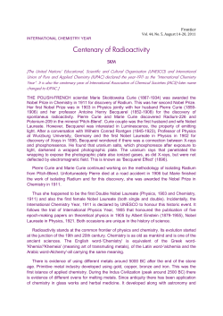 Centenary of Radioactivity