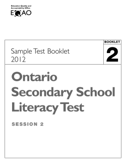 OSSLT Sample Test Booklet 2 2012