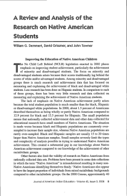 A Review and Analysis of the Research on Native American Students