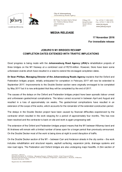 Joburg`s M1 bridges revamp - completion dates extended with traffic