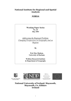 Addressing the Regional Problem: Changing Perspectives in