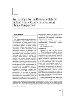 An Inquiry into the Rationale Behind Violent Ethnic Conflicts: a