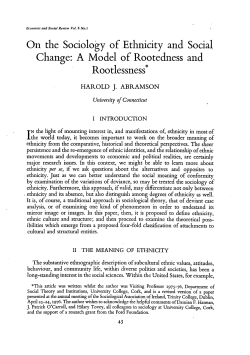 On the Sociology of Ethnicity and Social Change: A Model of