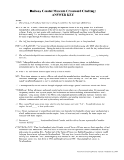 Railway Coastal Museum Crossword Challenge ANSWER KEY